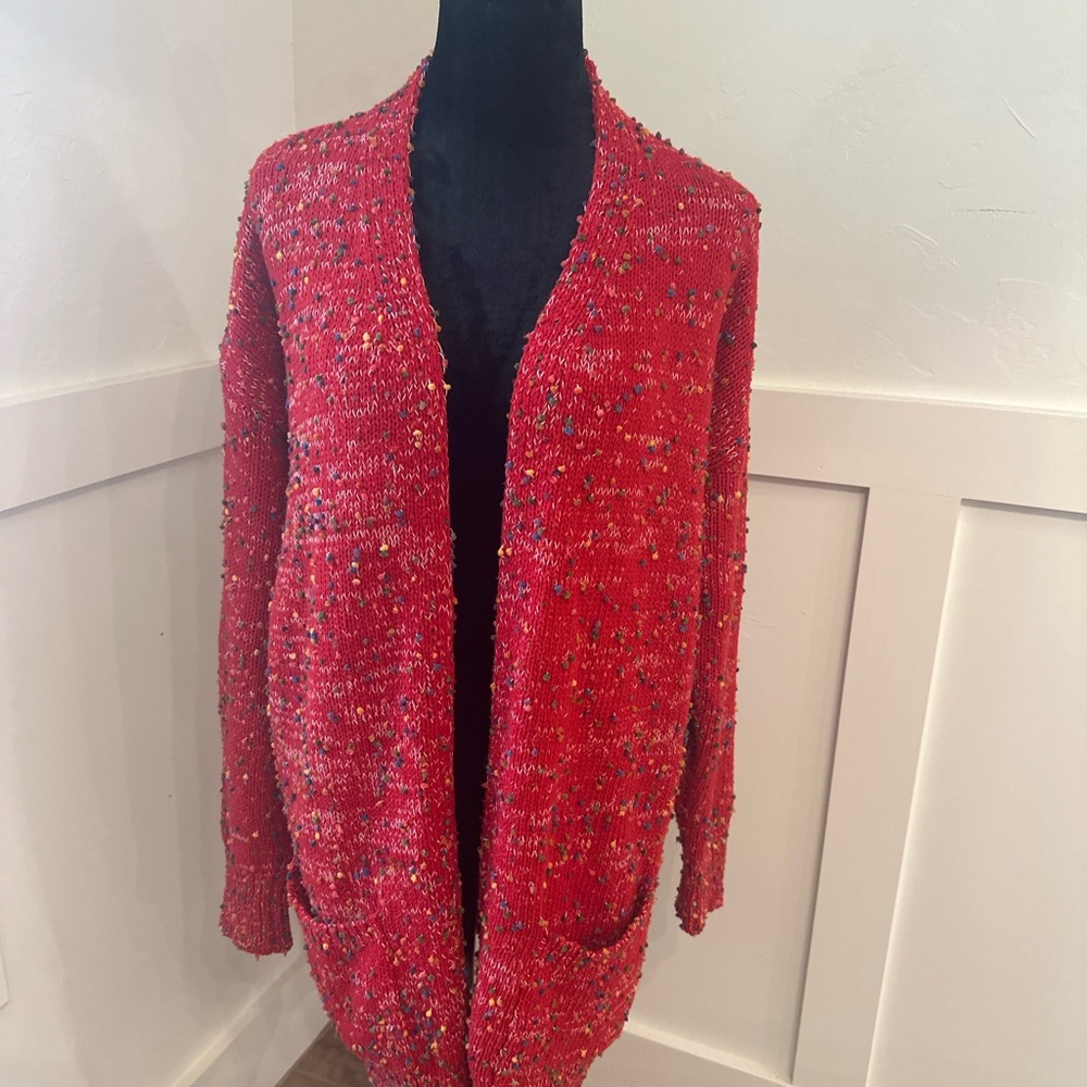Chic Red Knit Cardigan